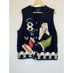 Eagles Eye Sweater Vest XL Soccer Mom Embellished Preppy Fun‎ Team Spirit